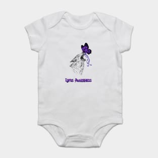 Hope, the purple butterfly, tames the wolf, Lupus Baby Bodysuit